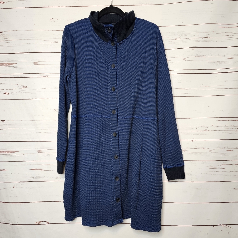 Fenini Blue Waffle Texture Dress